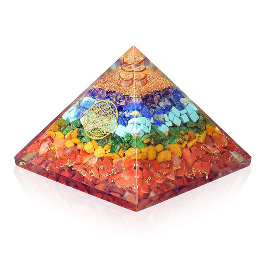 ORGONITE 7 Chakra Crystal Pyramid - LARGE